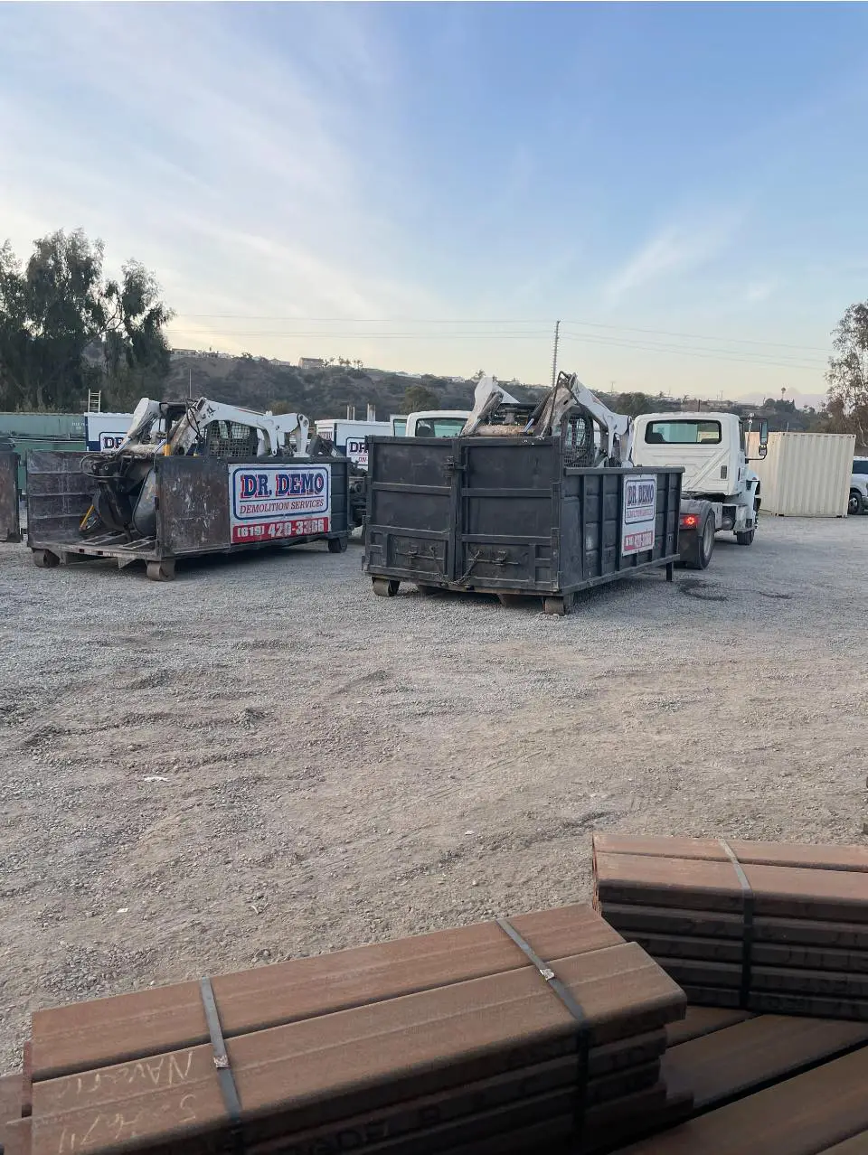 Dumpster positioned for a roofing tearoff job near El Cajon