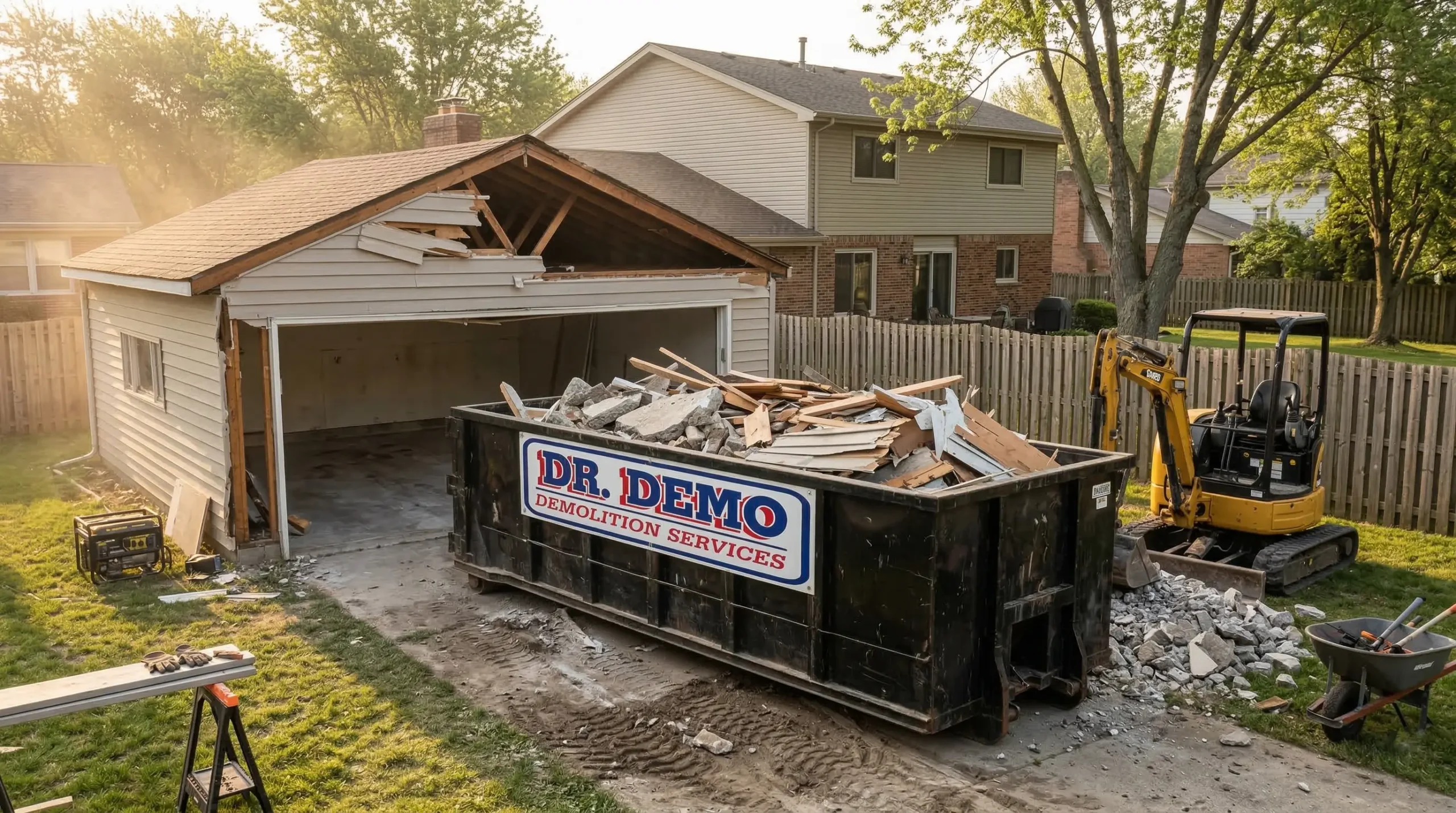 Roll-off dumpster on an active construction site in Imperial Beach CA