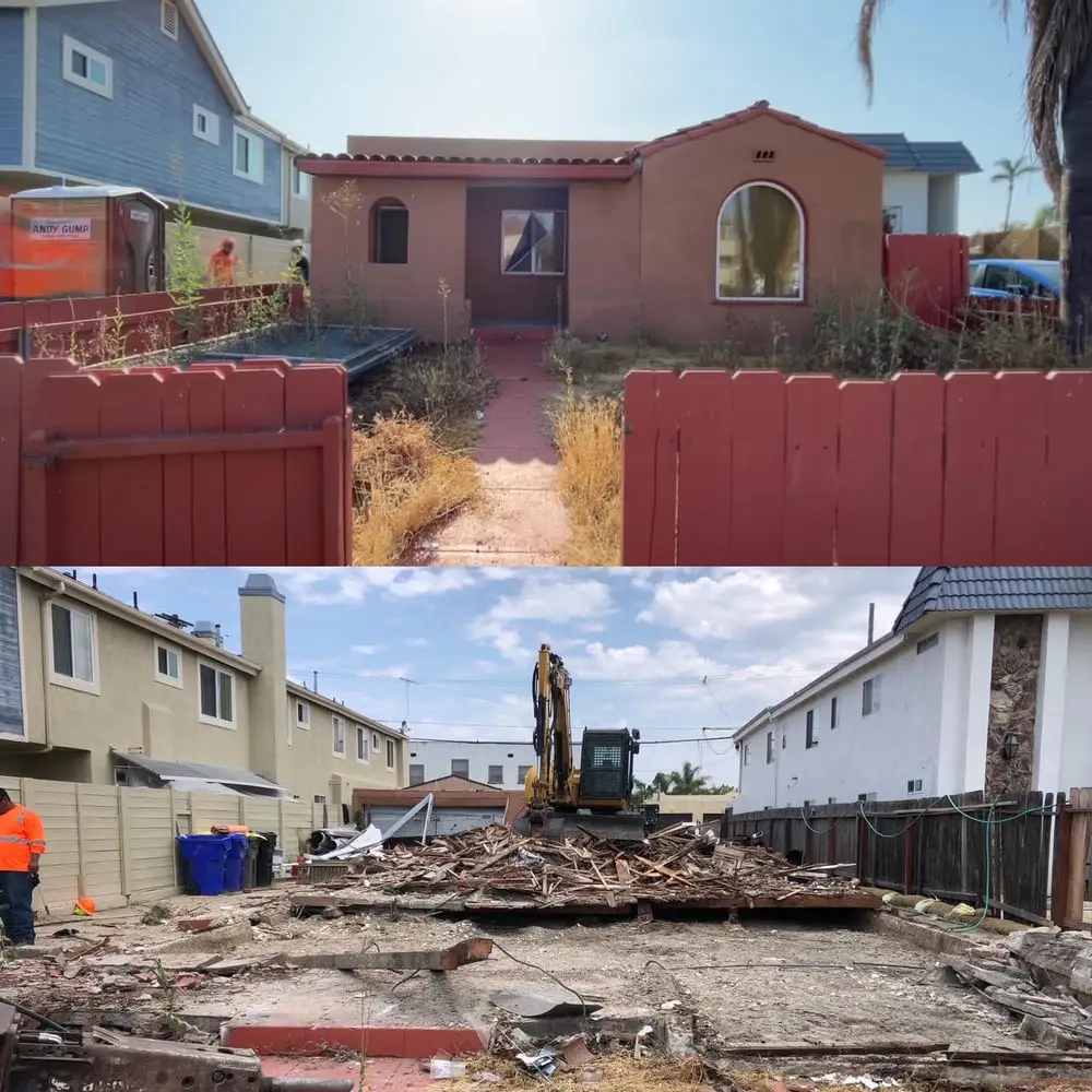 Dr Demo Dumpsters residential demolition project before and after in San Diego CA